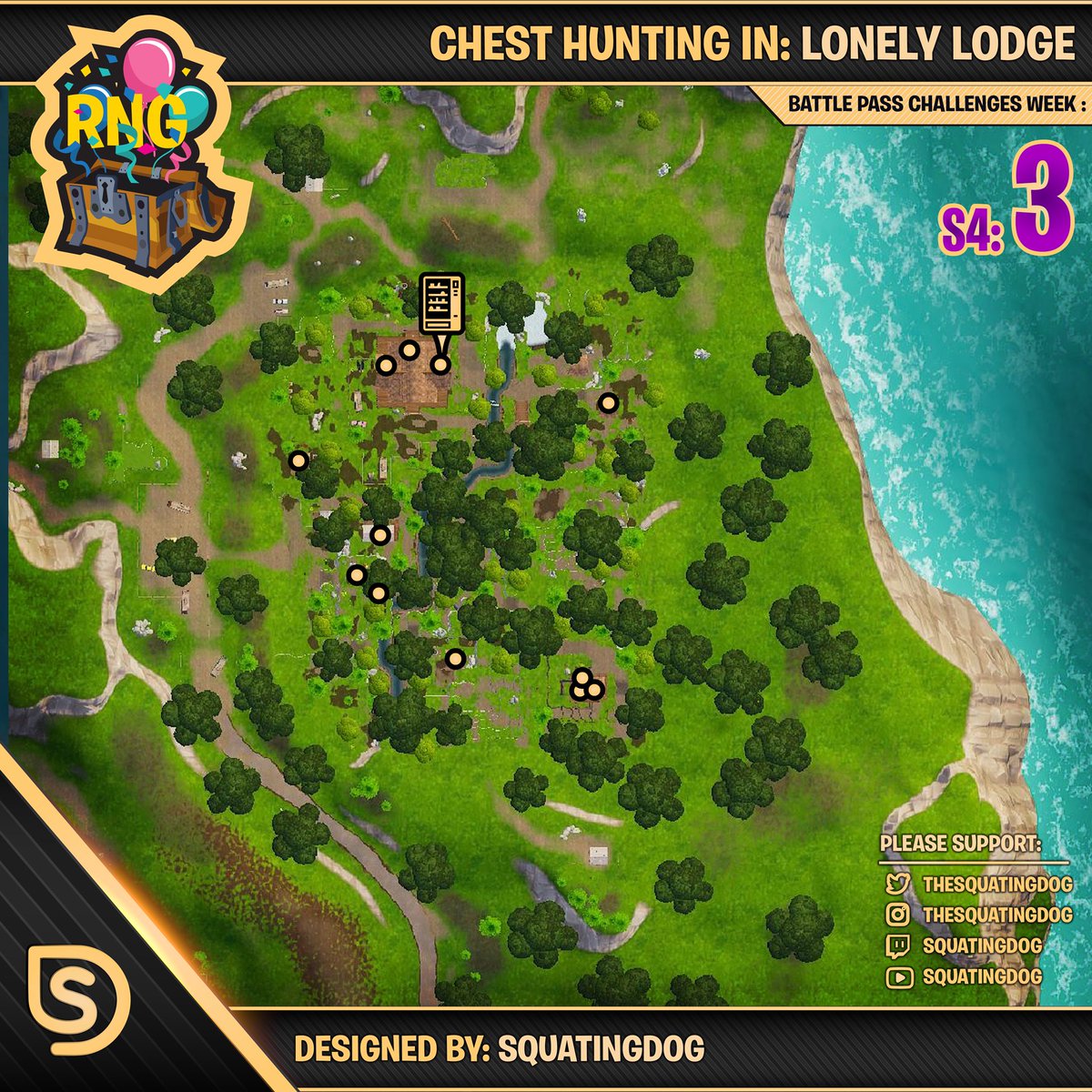 Season 4 Week 3 Chest Locations Lonely Lodge Wheel Of Fortnite